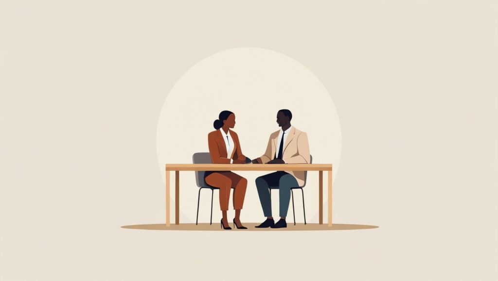 a minimalist illustration of an African business consultation (2)